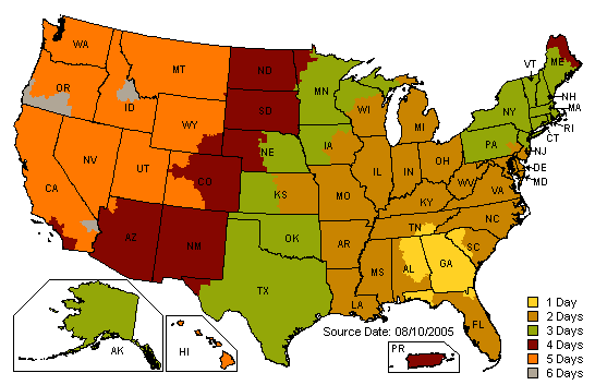 UPS Time in Transit Map